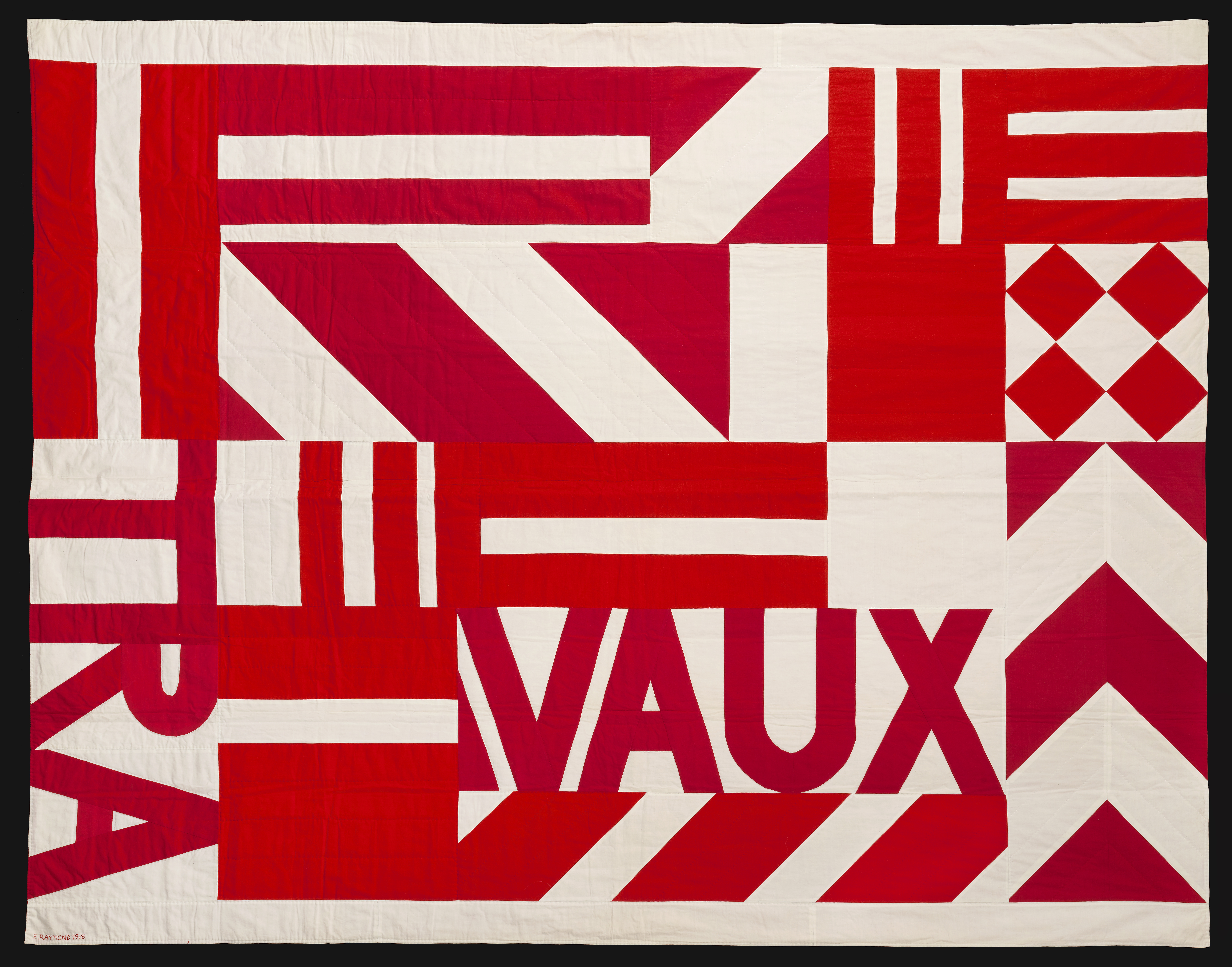 Edith Raymond, Travaux, 1976, patchwork, 260x205 cm ; Courtesy Edith (...)