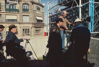 Roberto Rossellini, tournage du film Le Centre Georges Pompidou, 1977, courtesy Fondation Genesium, Jacques Grandclaude © d.r.