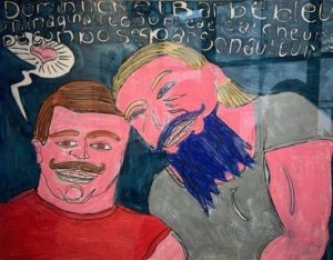 Dominique Théate, Dominick et Barbe Bleue, 2009 Technique mixte sur papier - 50 x 65 cm Inv. THEA-0150 - Collection La « S » Grand Atelier, Vielsalm